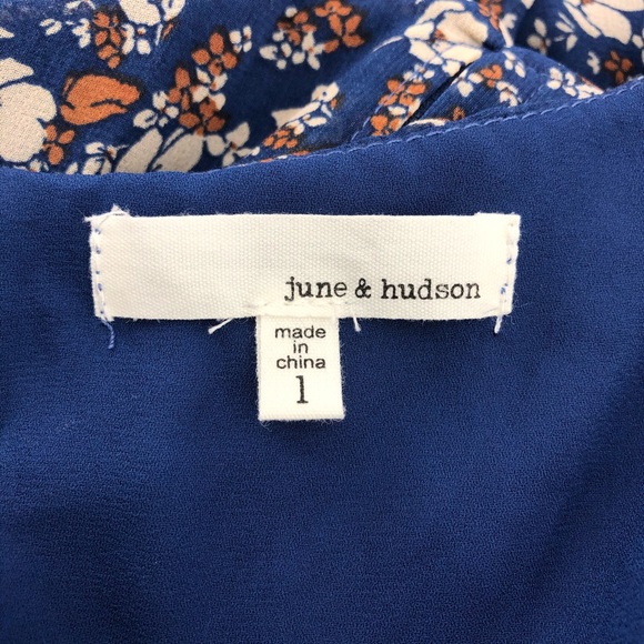 june & hudson Blue & Brown Floral Print Dress, NWT - Picture 6 of 9
